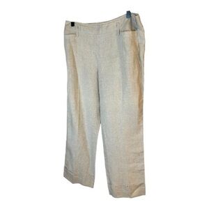 LOFT Women Linen Oatmeal cuffed Wide Leg  Dress Trousers